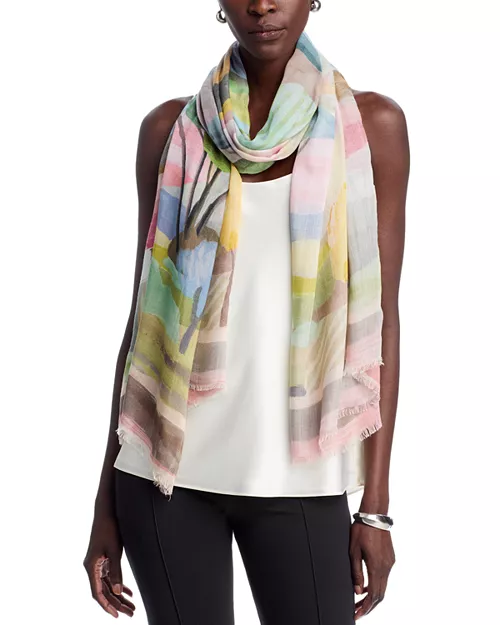 Painterly Landscape Wrap Scarf How to Dress for Outdoor Events this Spring 