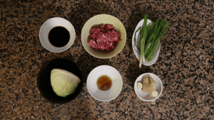 Homemade Chinese Dumplings filling ingredients