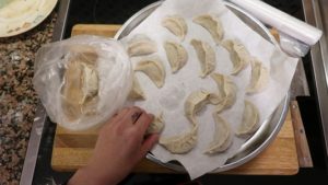 Homemade Chinese Dumplings ready to freeze