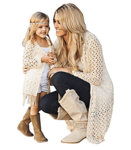 Matching boho chic outfit for mom and daughter
