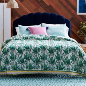 Tropical Touch - Watercolor Succulent 3 Piece Comforter Set by Drew Barrymore Flower Home