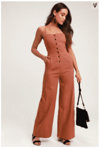 Beach Day Rusty Rose Backless Jumpsuit