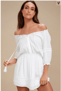 Zappa White Off-The-Shoulder Long Sleeve Dress
