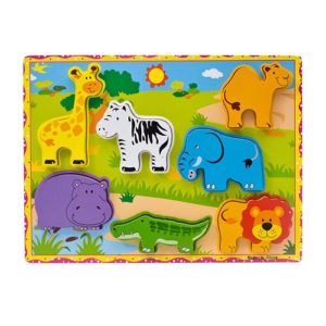 Best Puzzles for Kids - Lewo Wooden Wild Animals Chunky Puzzle for Toddlers