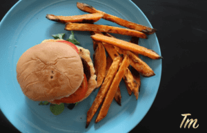 Super Bowl - Chicken Burger Recipe with Sweet Potato Fries