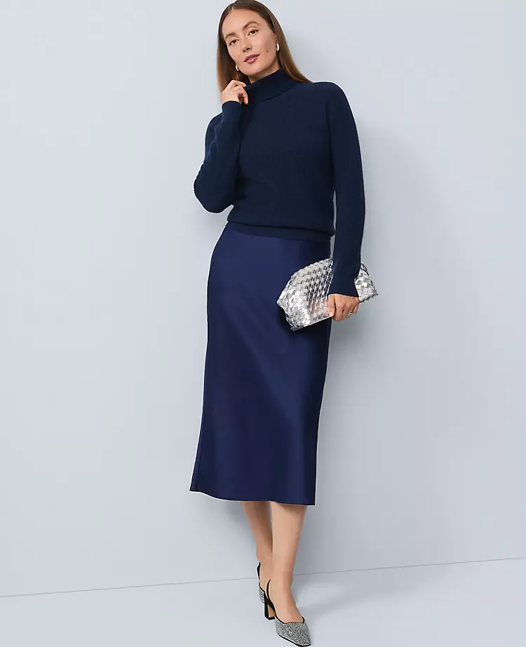 Satin Bias Midi Slip Skirt2026 spring capsule wardrobe