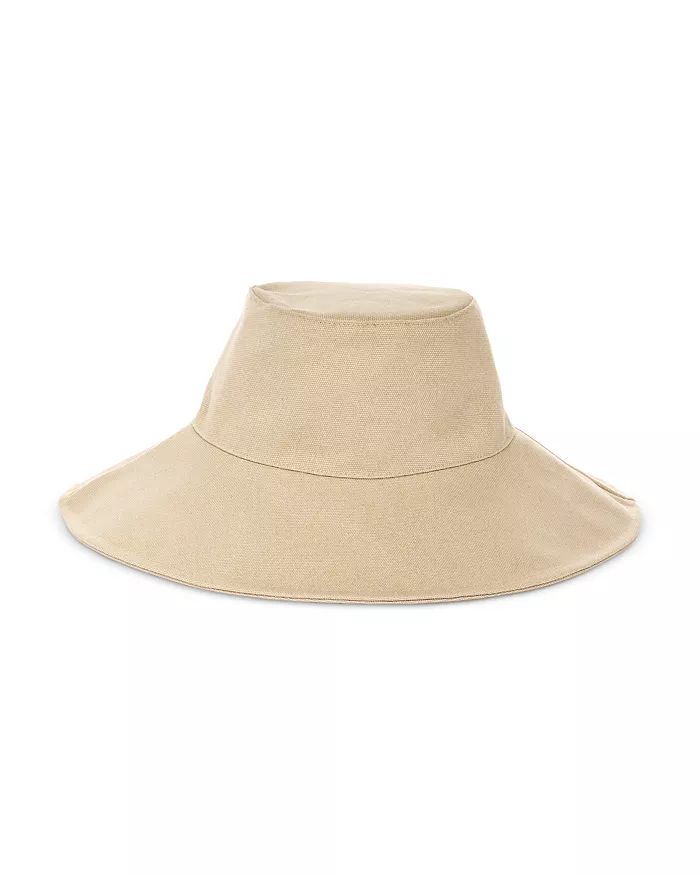 Beige cotton bucket sun hat