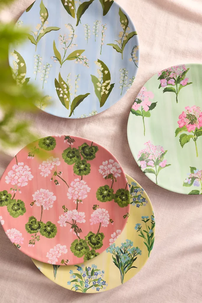 Floral Melamine Dinner Plates, Set of 4 picnic esse