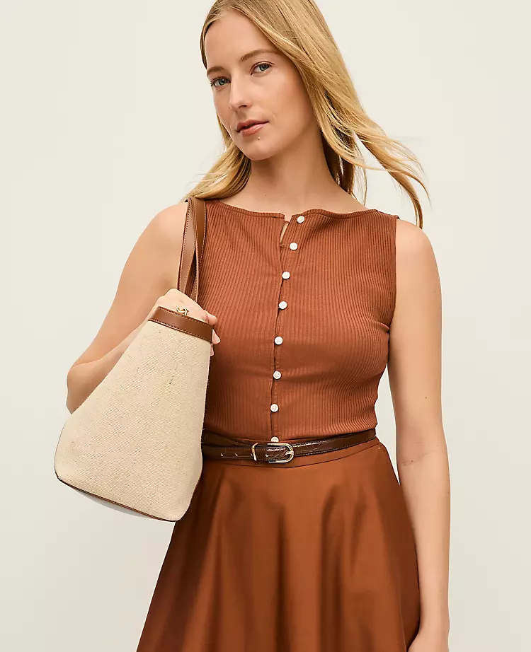 Ribbed Sleeveless Button Top French girl style