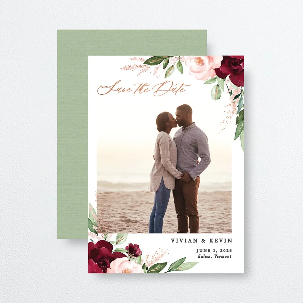 Beloved Floral Foil Save The Date Cardswedding stationary ideas