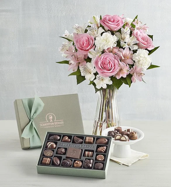 Scharffen Berger® Spring Chocolatier’s Collection with Cherished Blooms Bouquet