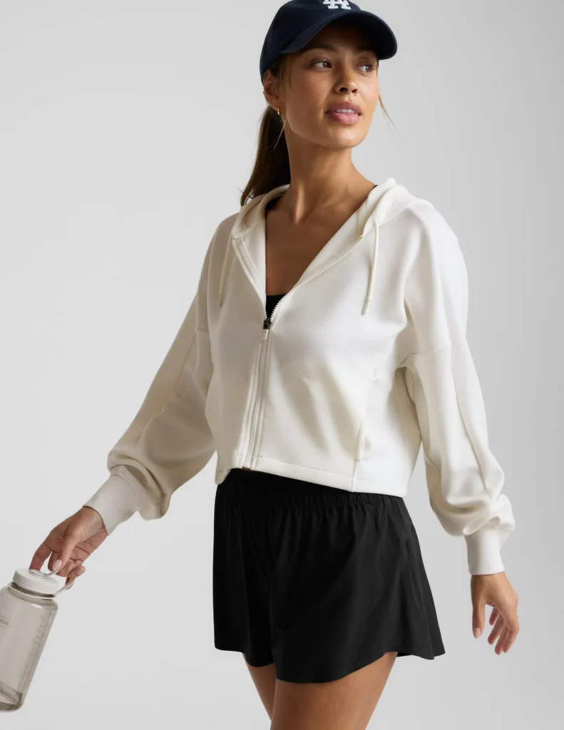 Woman in white hoodie and shorts Mother’s Day Gift Ideas for Active Moms
