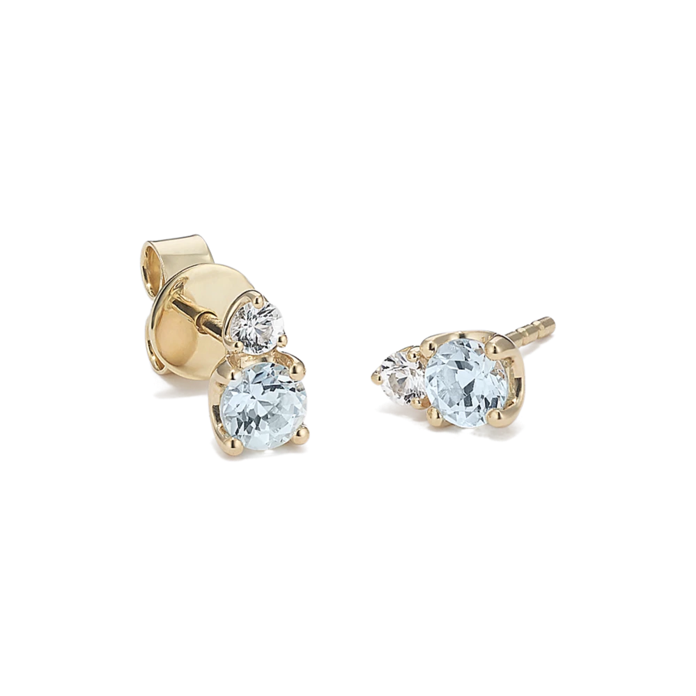 Toi et Moi Aquamarine & White Sapphire Earrings