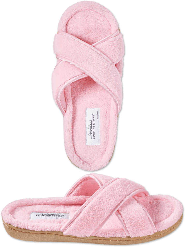 Women's Cross-Strap Terry Slide Slippers