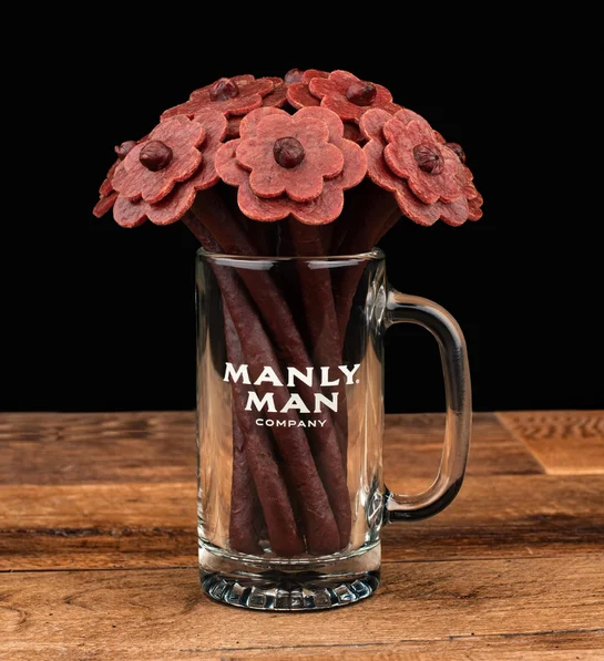 Beef Jerky Flower Bouquet In A Beer Mug ’vase'