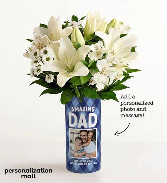 Father’s Day Bouquet with Personalized Photo Vase sentimental father's day gifts