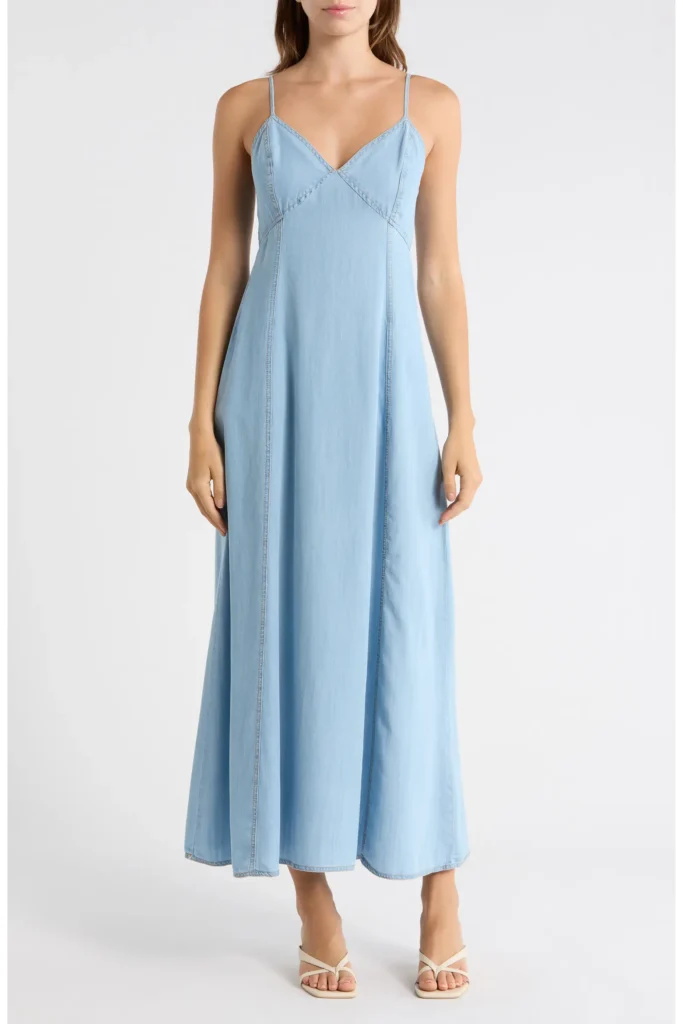 Empire Waist Chambray Maxi Dresswhat to wear in 90 degree weather