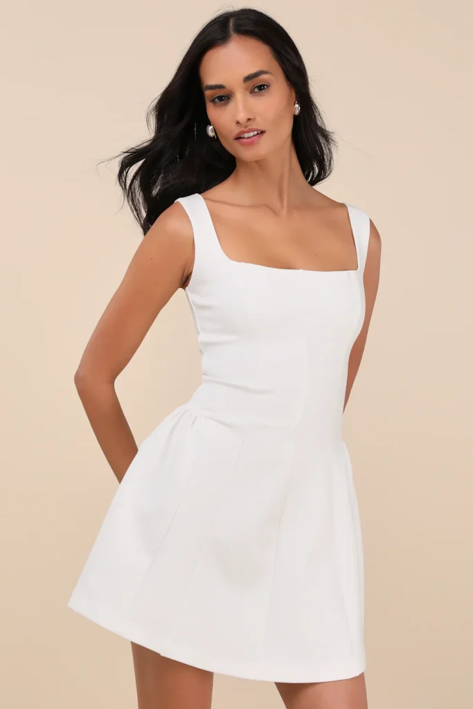 Roetta White Sleeveless Pleated Mini Dress 4th of july outfits for women