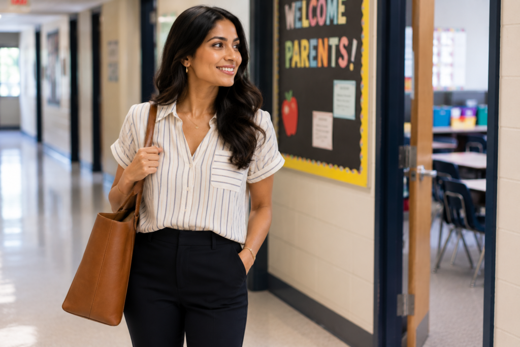 what to wear to back to school night mother in classroom