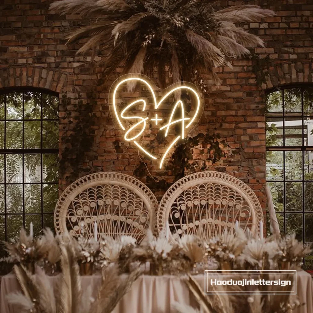Custom Initials Heart LED Neon Sign wedding signage ideas