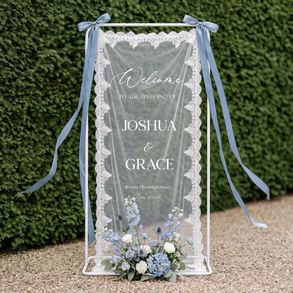 Custom Lace Wedding Welcome Sign wedding signage ideas