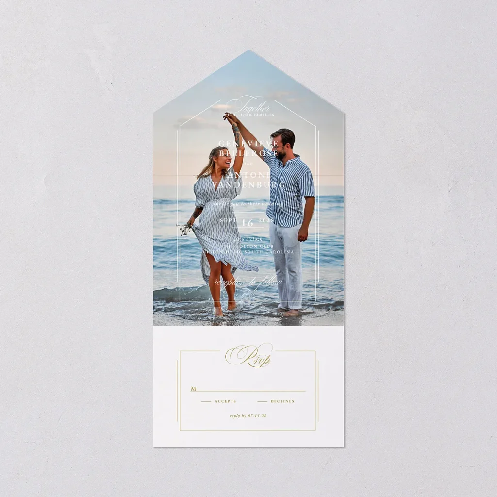 Elegant Photograph All-in-One Wedding Invitations Budget Friendly Wedding Paper Products