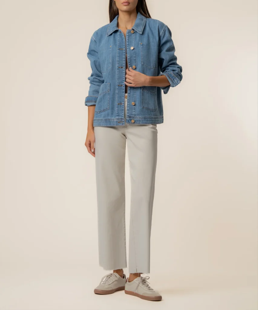 Loretta Denim Jacket in Quickly Wash first day of school outfit ideas for moms