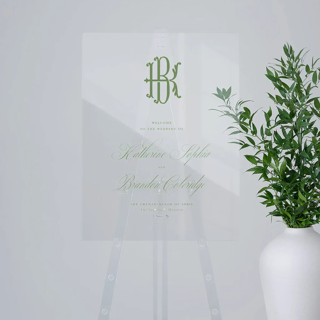 Luxury Floral Monogram Acrylic Welcome Sign wedding signage ideas