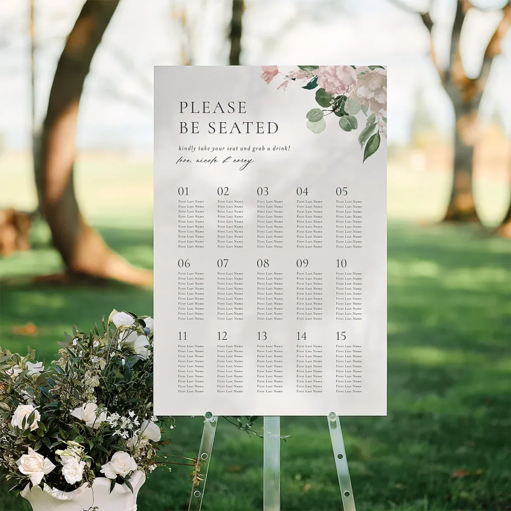 Timeless Bouquet Standard Seating Chart Large wedding signage ideas