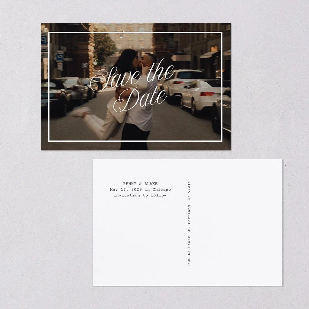 Vintage Script Save the Date Postcards Budget Friendly Wedding Paper Products