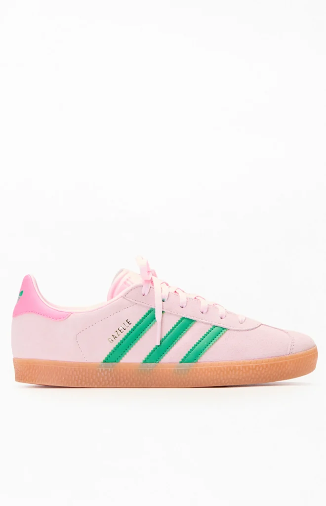 adidas Kids Pink & Green Gazelle Shoes back to school outfits for girls