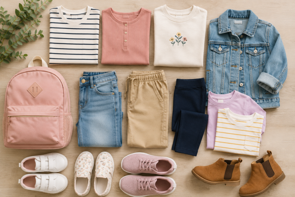 back to school capsule wardrobe for kids packing suitcase luggage traveling