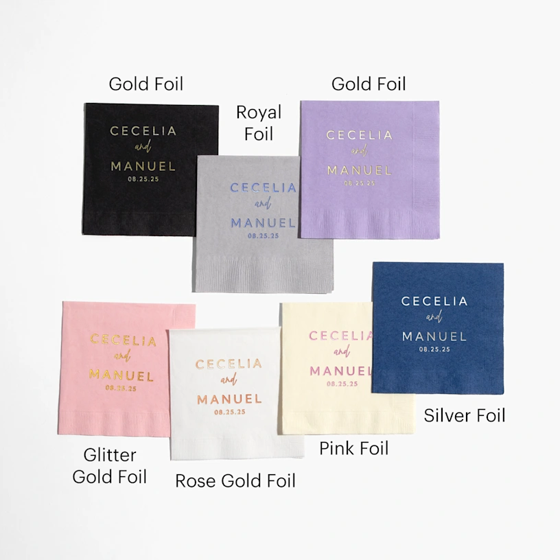 Custom Foil Napkins by VistaPrint how many napkins for a wedding