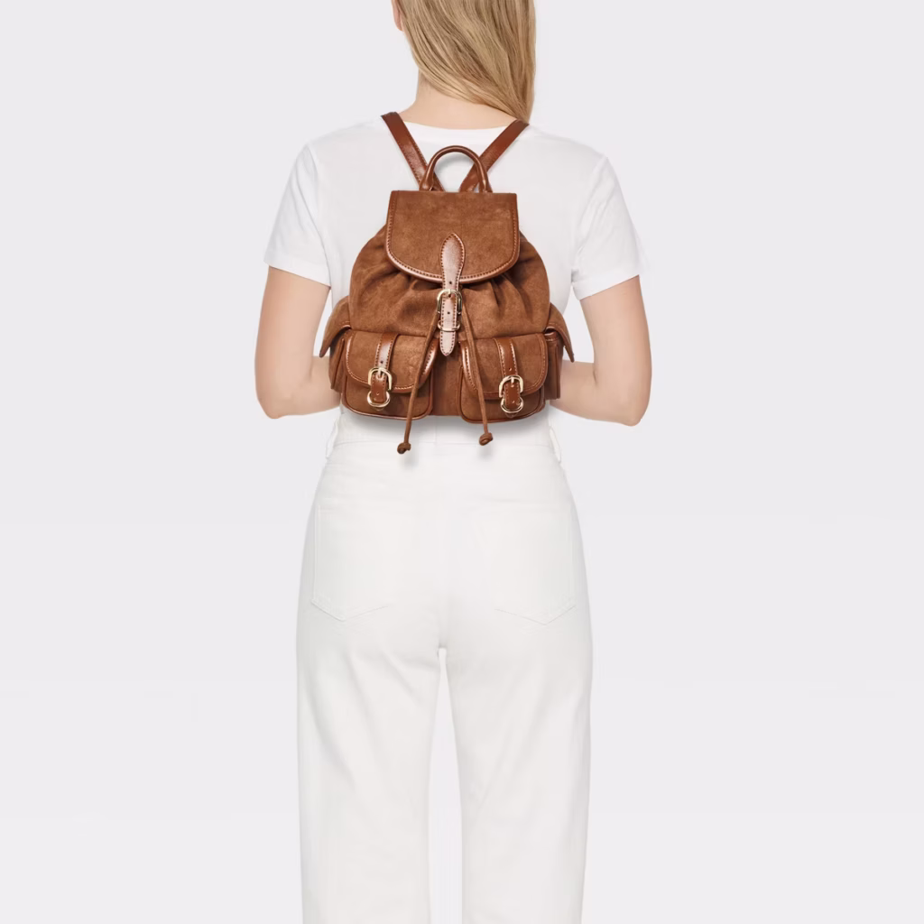 Faux Suede Utility Mini Backpack Back to School Backpacks for Teen Girls