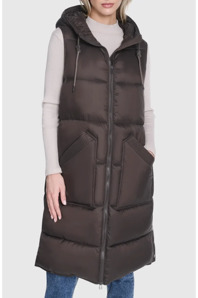 Kerr Hooded Longline Puffer Vest athleisure fashion trends for women