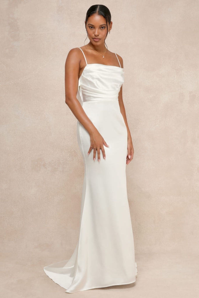 Lovely Endearment White Satin Sleeveless Backless Maxi Dress wedding dress trends 2026
