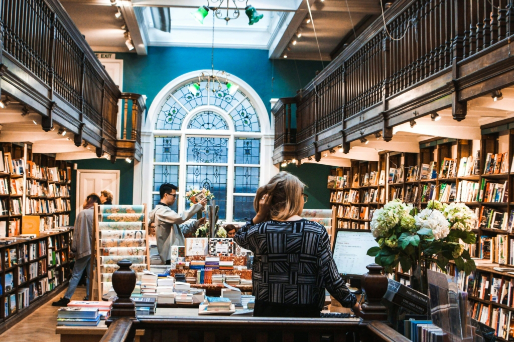 woman shopping at a bookstore
