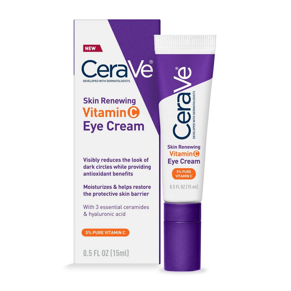 CeraVe Skin Renewing Vitamin C Eye Cream with 5% Pure Vitamin C best drugstore eye cream for dark circles