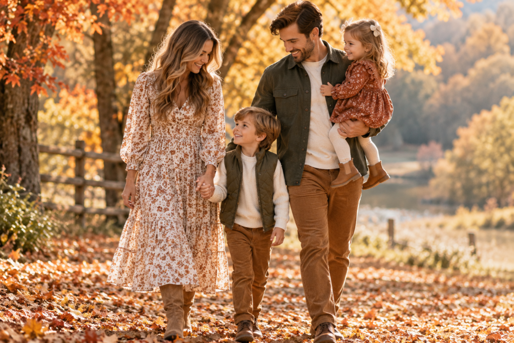 fall family photo outfits autumn outdoors