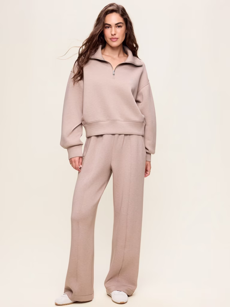 High-Waisted Bounce Fleece Wide-Leg Sweatpants