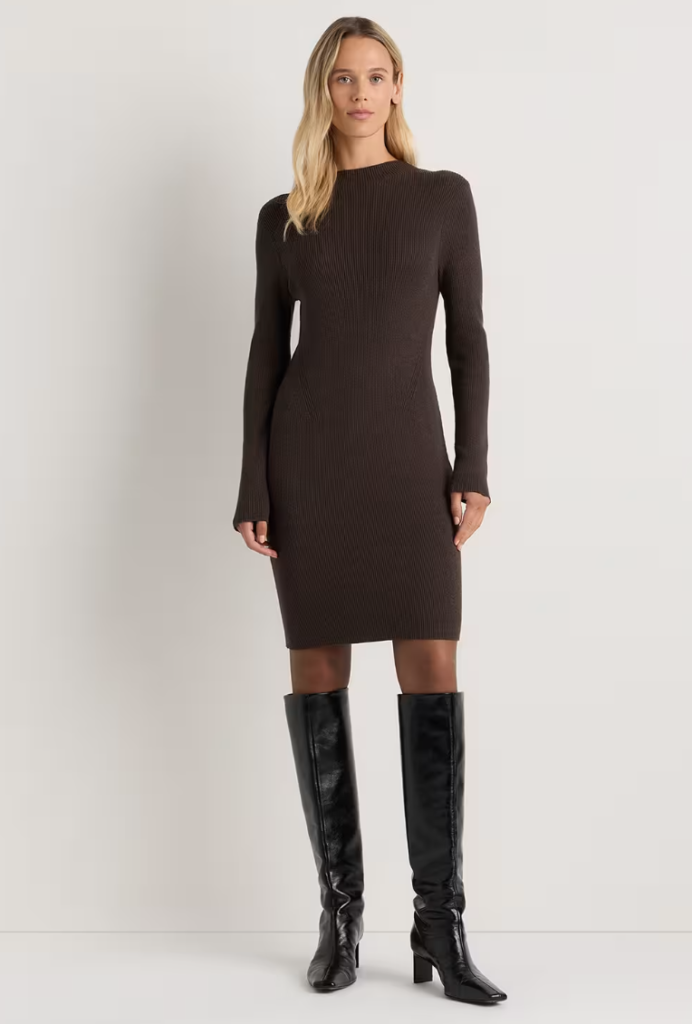 Cotton Cashmere Mock Neck Mini Dresspumpkin patch outfits