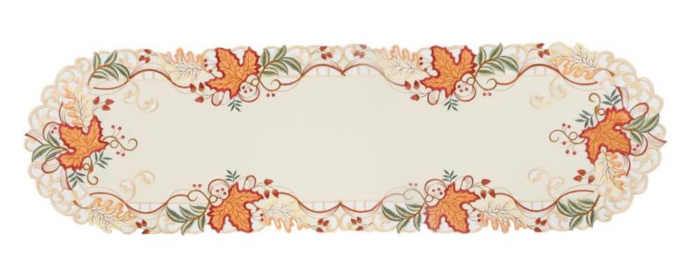 Falling Leaves Embroidered Cutwork Table Runner - Where to Buy Fall Decor