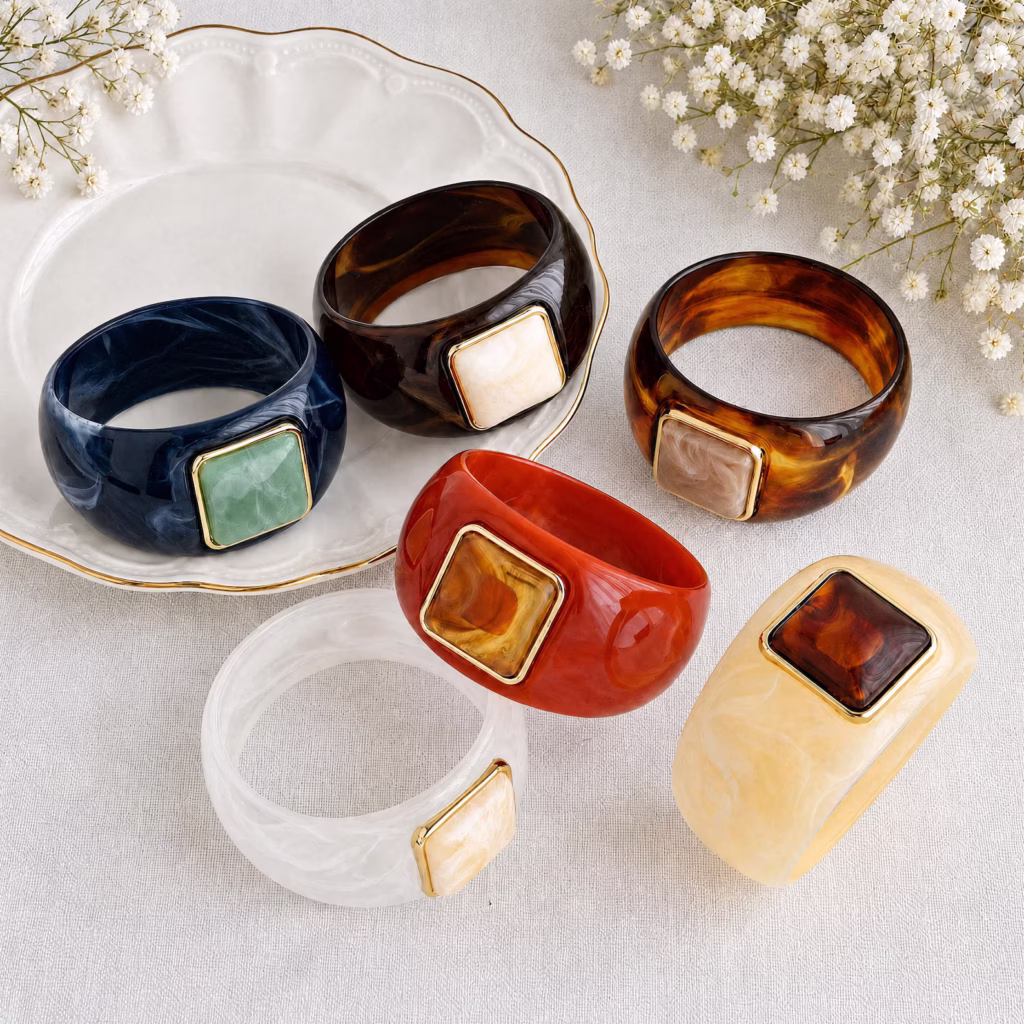Chunky Resin Bangle Set,