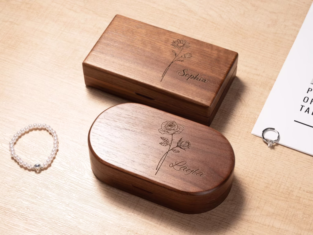 Custom Engraved Wooden Jewelry Box