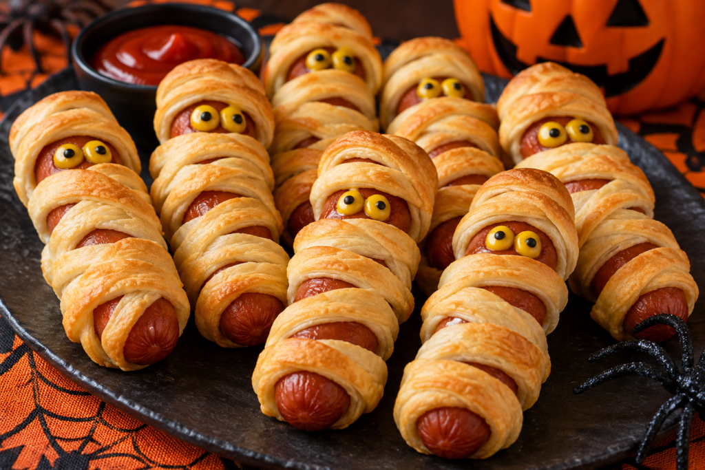 halloween party food ideas mummy hot dogs