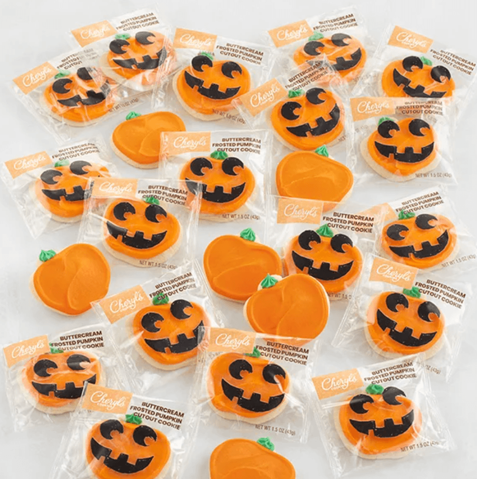 Jack-o'-Lantern Buttercream-Frosted Sugar Cookies halloween party food ideas