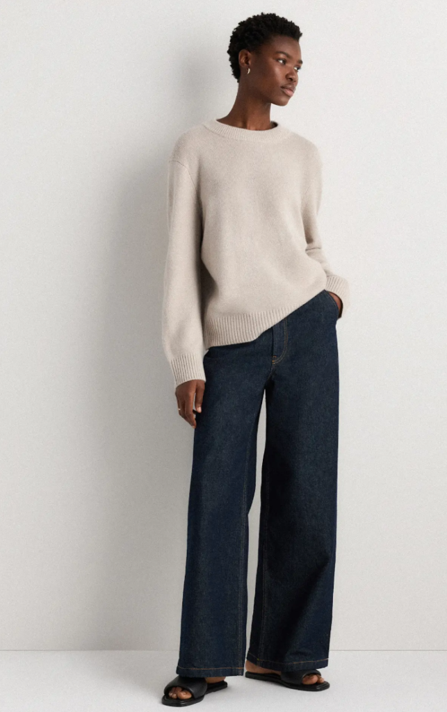 Mongolian Cashmere Oversized Crewneck Sweater fall outfits for moms