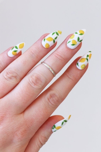 lemon waterslide nail decals - spring manicure