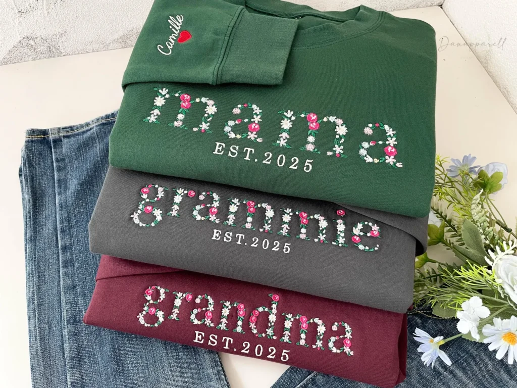 embroidered sweatshirt personalized mother's day gifts