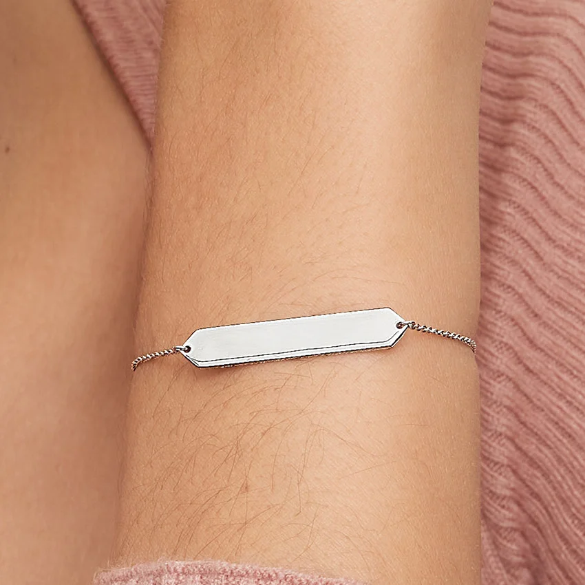 Engravable Bar Bracelet in Silver personalized mother's day gifts